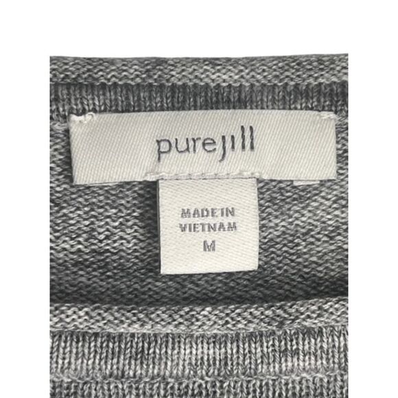 J. Jill Pure Jill Gray Grey Long Sleeve Sweater Shirt Top Tee Round Neck Medium - Picture 3 of 5